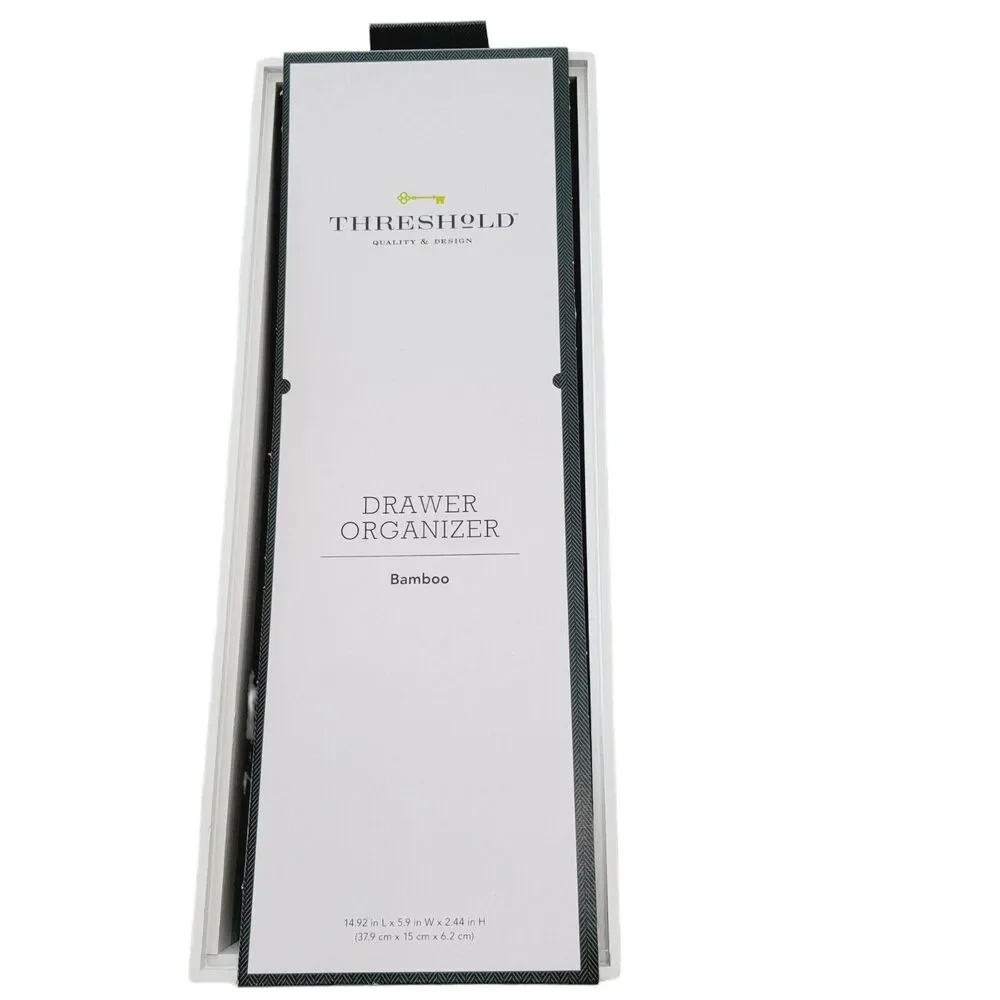 Threshold white Bamboo Drawer Organizer NWT 14 by 5 by 2 inches